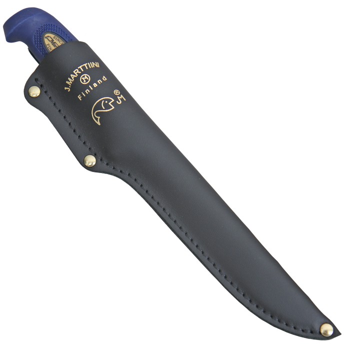 MARTTIINI Oy Filleting Knife "Martef Filleting Knife 15" Handle blue Leather sheath